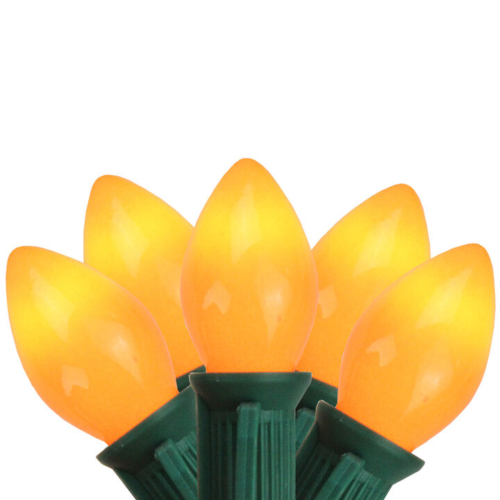 25-Count Opaque Orange C7 Christmas Light Set  24ft Green Wire
