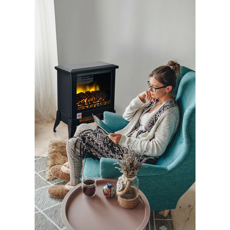 Compact Portable Space Heater with Realistic Flame Effect