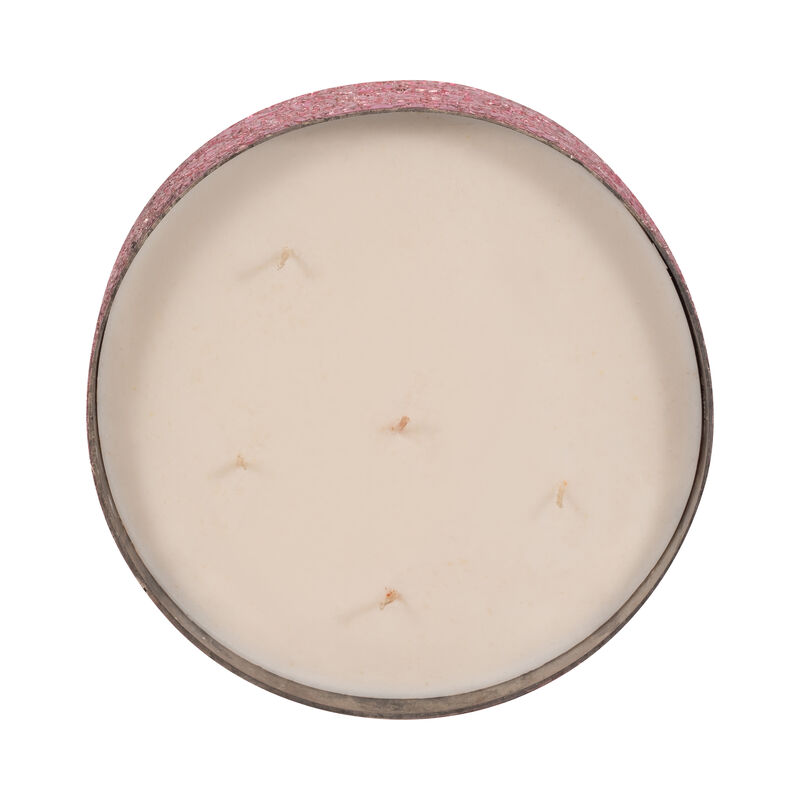 8" Pink Glass Bowl Candle, 49oz