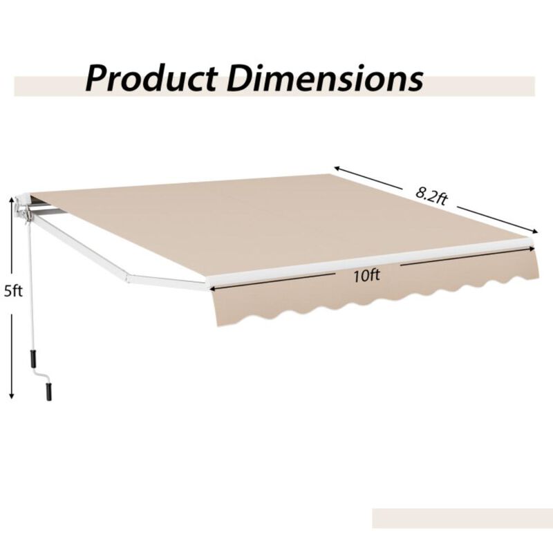 Hivvago Outdoor Manual Retractable Awning Cover Shelter Patio Sun Shade