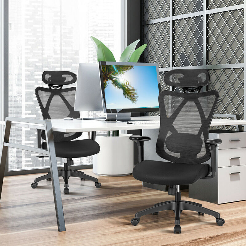 Costway Reclining Mesh Office Chair Swivel Chair w/ Adjustable Lumbar Support