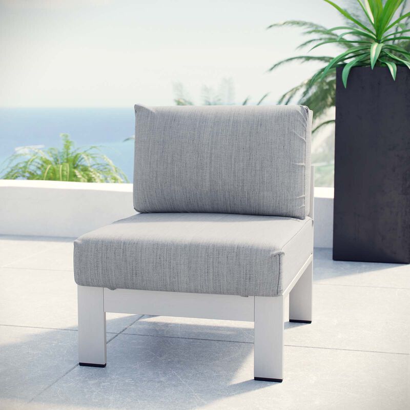 Shore Armless Outdoor Patio Aluminum Chair - Silver Gray