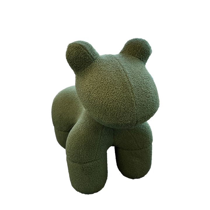 Seira 33 Inch Pony Chair, Stuffed Animal Kids Chair, Green, Solid Wood - Benzara