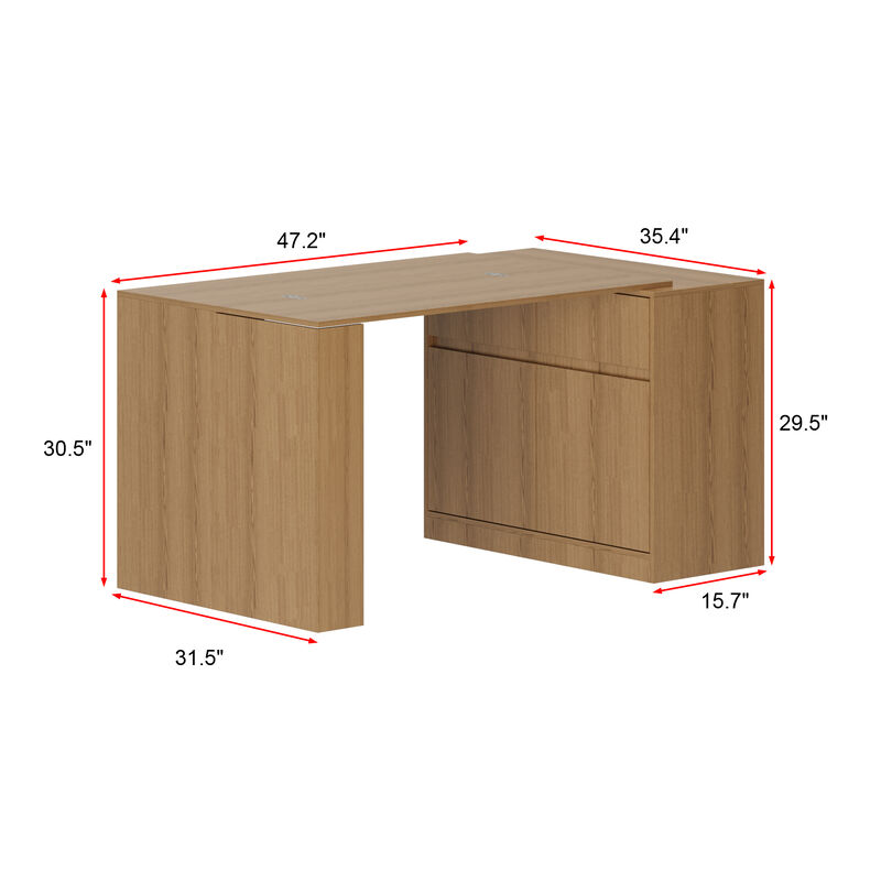 FUFU&GAGA Modern Kitchen Island Table with Ample Storage, 47.2'' Wide, (47.2" W x 35.4" D x 30.5" H), Brown