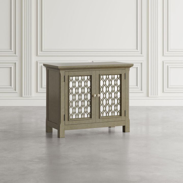 Jofran Isabella 38 Luxury Mirrored Accent Storage Cabinet