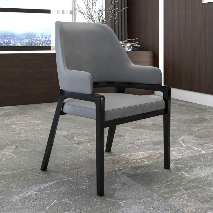 Leisuremod Ethora Collection Modern Wooden Dining Chair in Light Toupe Set of 2