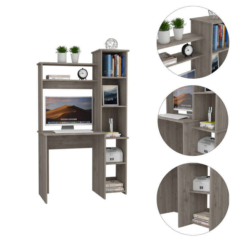 Versailles Writintg Desk, Two Superior Shelves, Five Cubbies - Light Gray