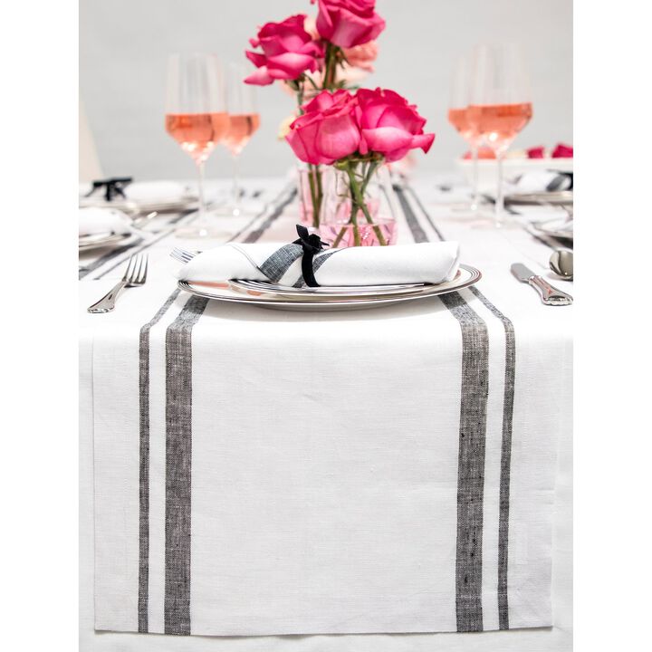 Solino Home 100% Pure Linen Table Runner | French Stripe for Spring & Easter