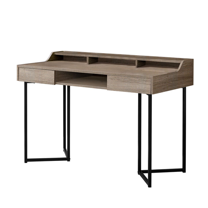Monarch Specialties I 7360 Computer Desk, Home Office, Laptop, Storage Drawers, 48"L, Work, Metal, Laminate, Brown, Black, Contemporary, Modern