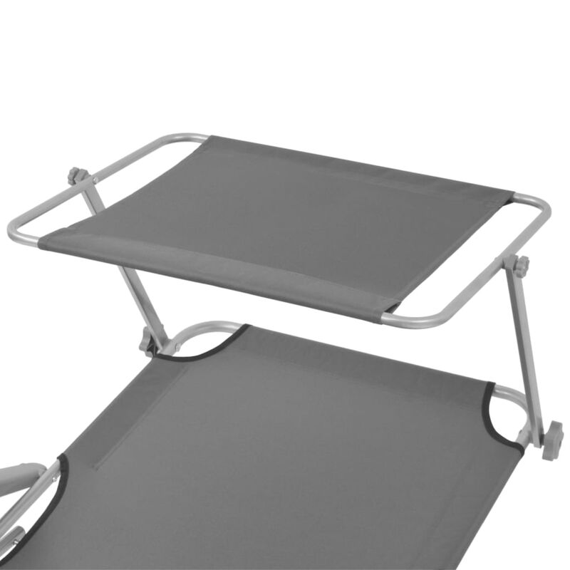 vidaXL Sun Lounger with Canopy Steel Gray