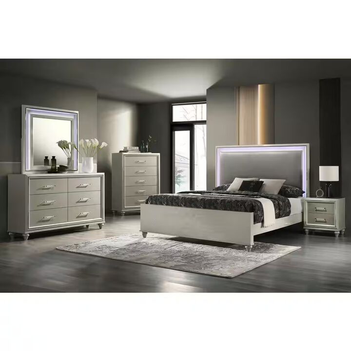 New Classic Furniture Lumina Wood 5-Drawer Chest in Silver