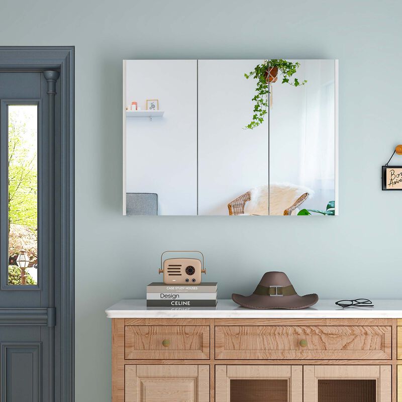 Costway 36" Wide Wall Mount Mirrored Bathroom Medicine Cabinet Organizer with Mirror Door