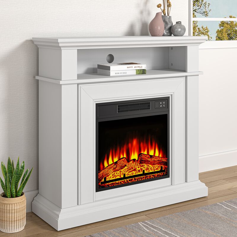 FESTIVO 36-Inch Electric Fireplace with Mantel & Wood Finish
