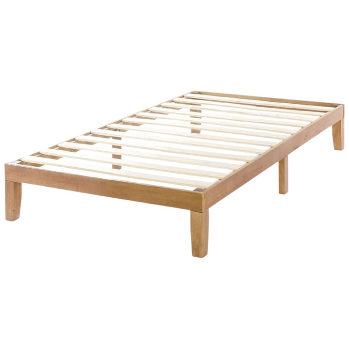 Durable Solid Wood Platform Bed Frame with Wooden Finish for Home Use