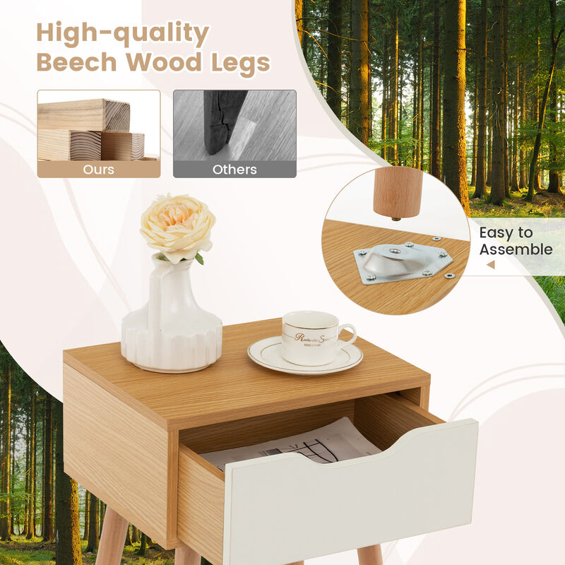 Modern Nightstand with Storage Drawer for Bedroom Living Room-1 Piece