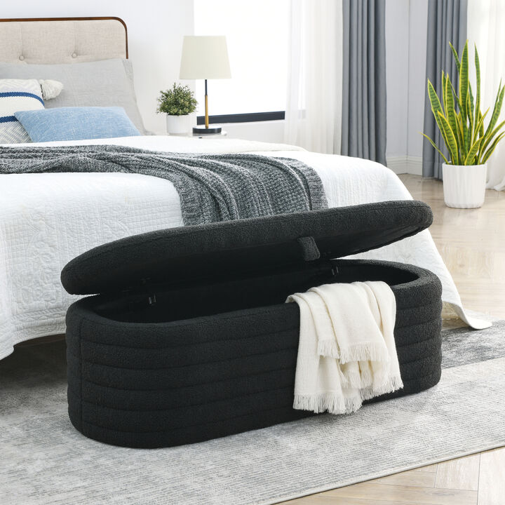 Length 45.5 Inchesstorage Ottoman Bench Upholstered Fabric Storage Bench End Of Bed Stool