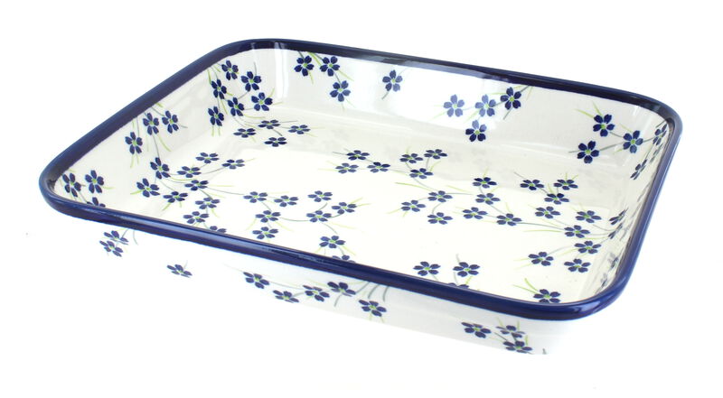 Blue Rose Polish Pottery Willow Medium Rectangular Baker