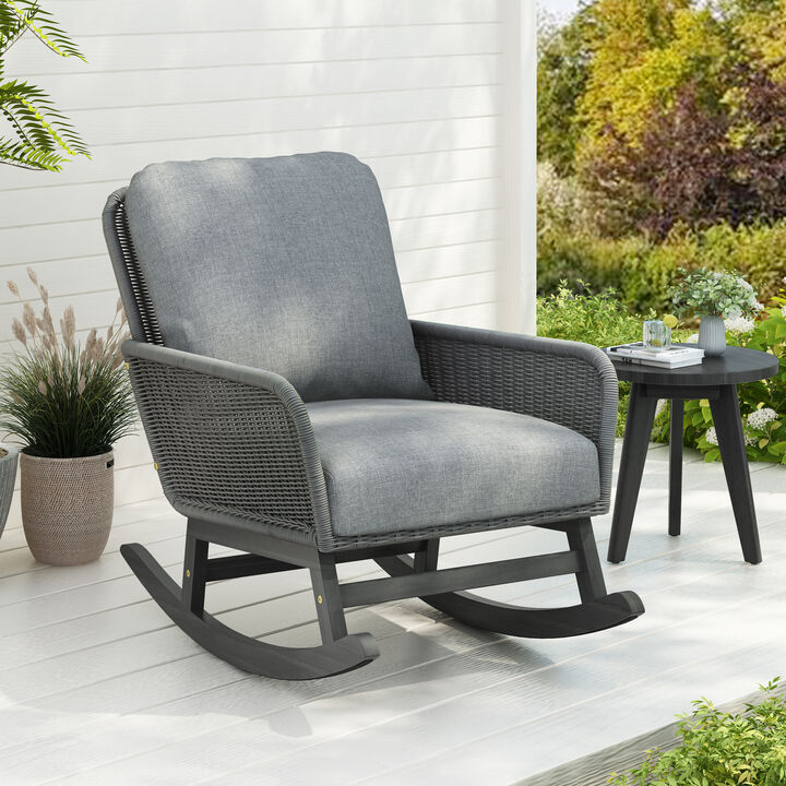 Merax  PE Rattan Rocking Chair for Indoor and Outdoor