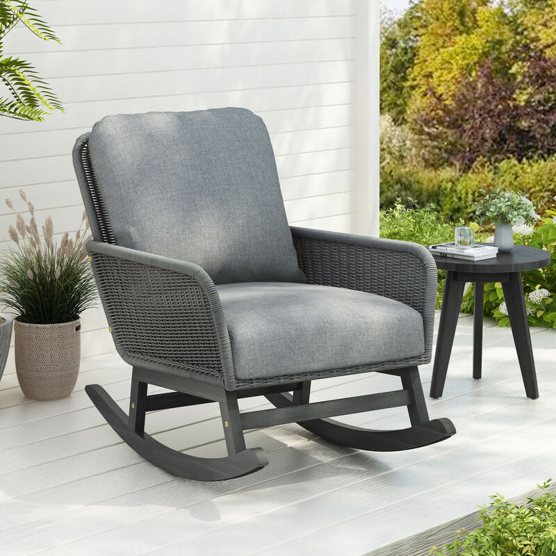 Merax  PE Rattan Rocking Chair for Indoor and Outdoor