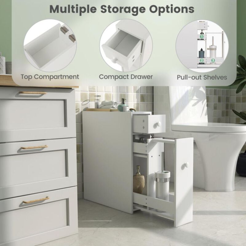Hivvago White Bathroom Cabinet Space Saver Storage Organizer