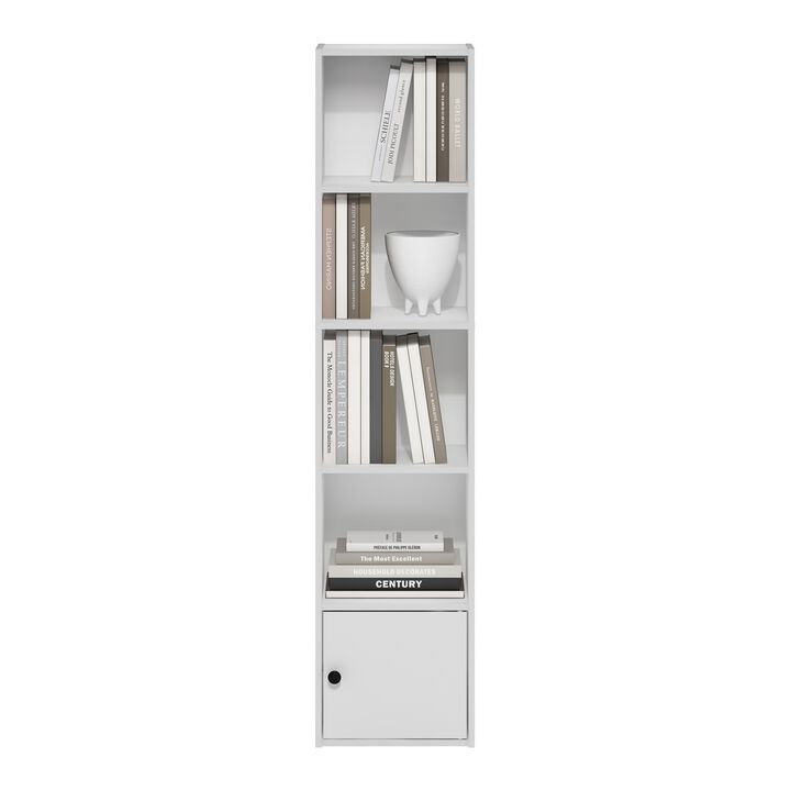 Furinno Luder Shelf Bookcase with 1 Door Storage Cabinet, White
