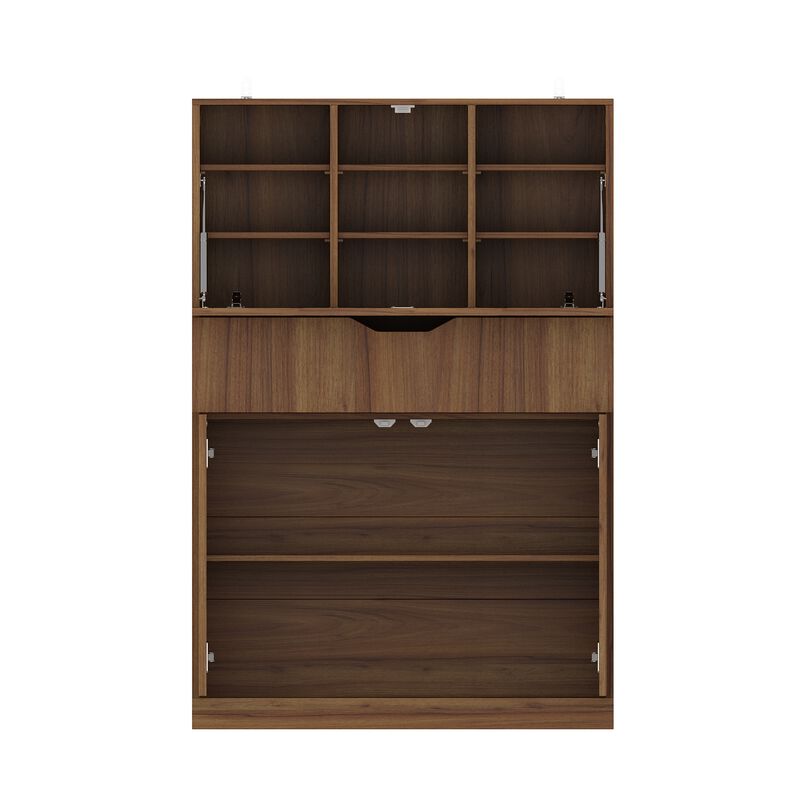 FUFU&GAGA Storage Cabinet - E0 1.5cm Particleboard, Adjustable Shelves, Expandable Top, Great for Cutlery Storage (31.5"W x 13.8"D x 47.2"H), Walnut