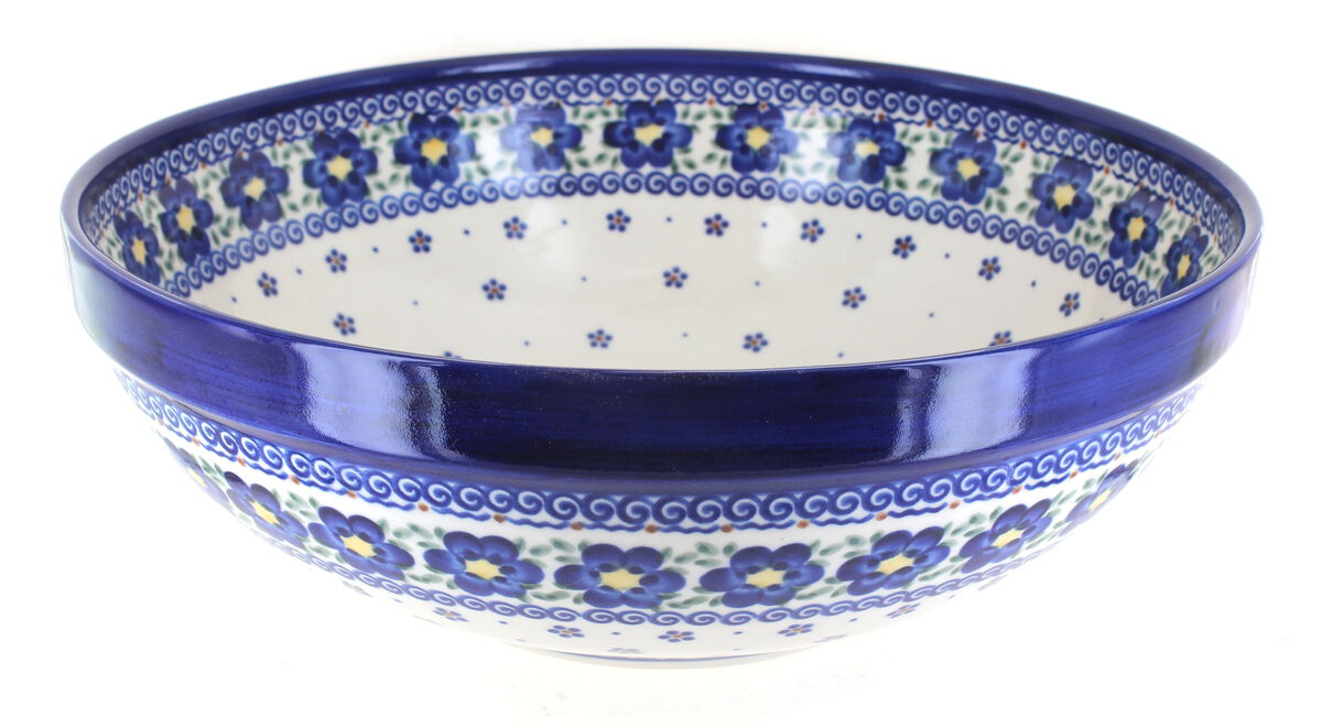 Blue Rose Polish Pottery Garden Butterfly Large Serving Bowl