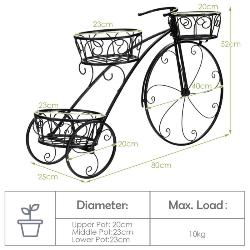 Hivvago Tricycle Plant Stand Flower Pot Cart Holder in Parisian Style