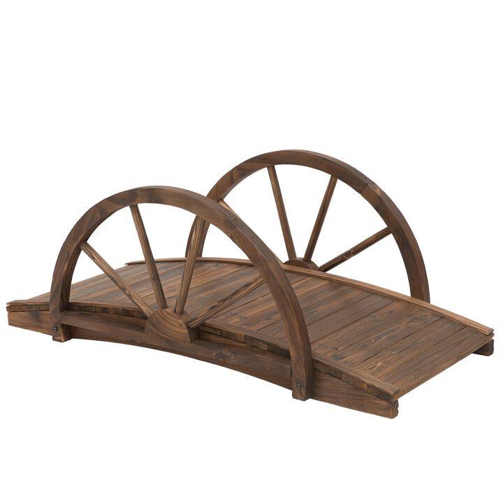 FarmHome Fir Wood Half Wheeled Stained Garden Bridge