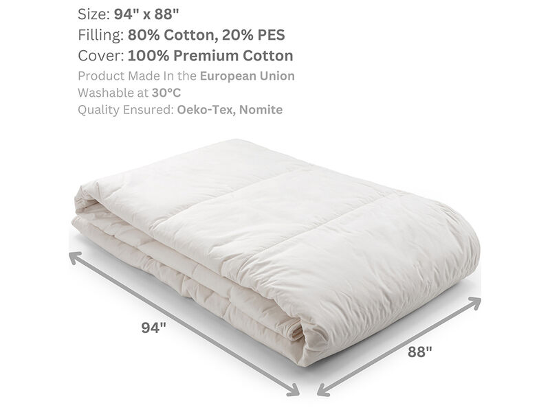 Woodek Luxury Natural and Hypoallergenic Lightweight Cotton Comforter, Breathable and Soft, King-size 94x88 inches - Perfect for All Seasons