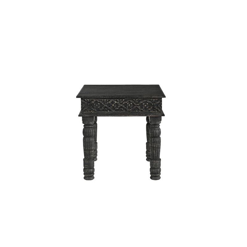 Taran Designs Eldris Carved Solid Wood End Table