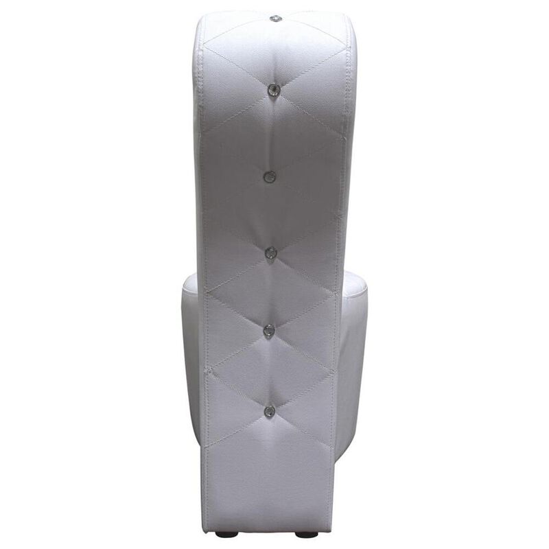 Best Master Furniture Best Master High Heel Faux Leather Crystal Studs Shoe Chair in White