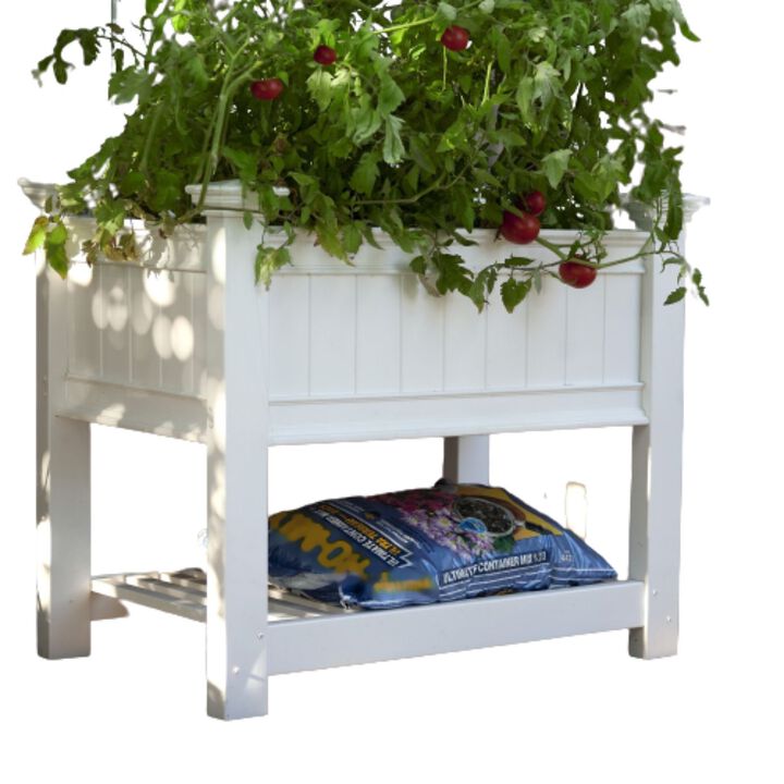 QuikFurn Elevated Planter Raised Grow Bed in White Vinyl