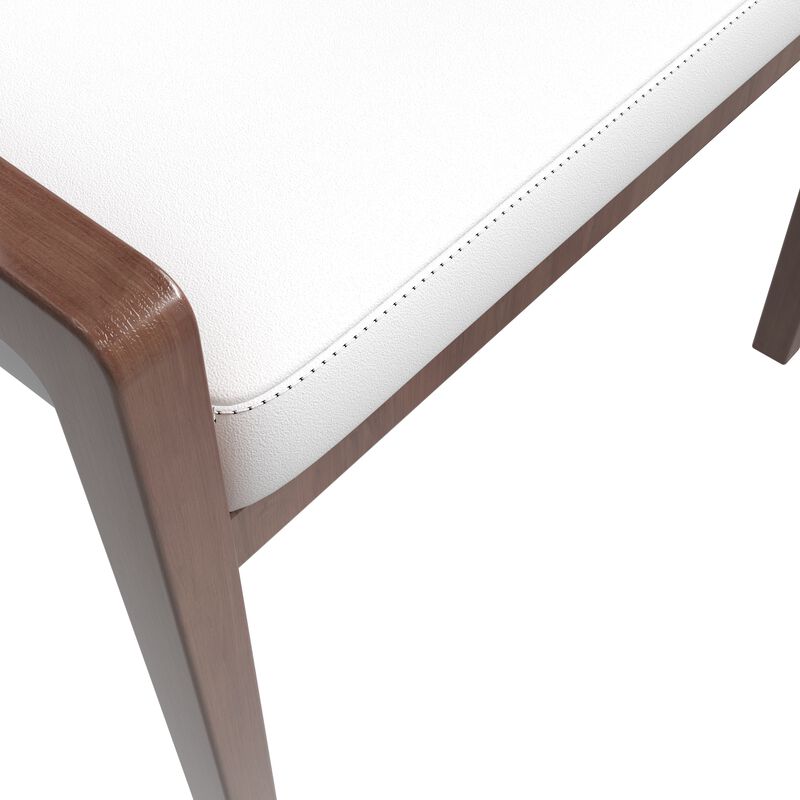 Leisuremod Ethora Collection Modern Wooden Dining Chair in Black Fabric Seat With white top