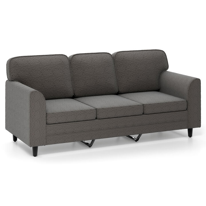 Upholstered Teddy 3-Seat Sofa with Comfortable Back Pillows for Cozy Living Room Decor