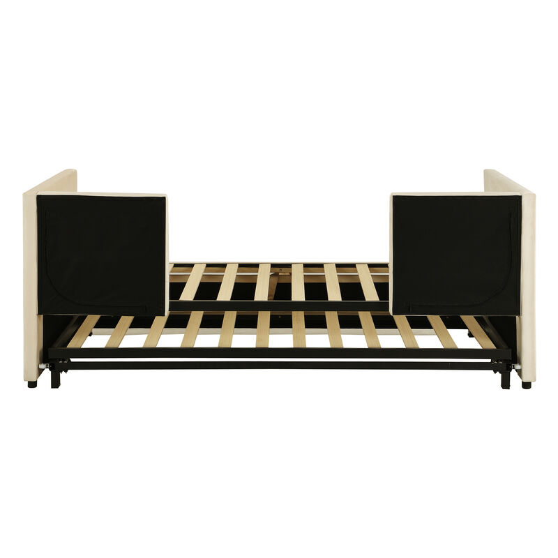 Merax Upholstered Daybed with Pop Up Trundle