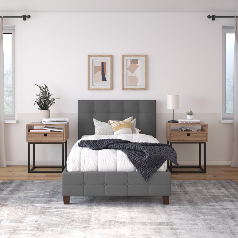 Ryder Black Linen Upholstered Bed