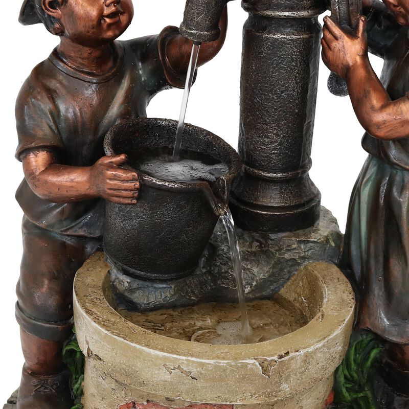 Sunnydaze Jack and Jill at Water Pump and Well Water Fountain - 24 in