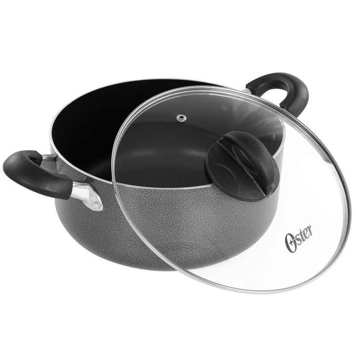 Oster Clairborne 7 Piece Non Stick Aluminum Cookware Set in Granite Grey