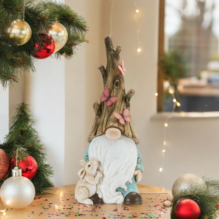 Tree Trunk Gnome Statue for Garden Décor, Outdoor Landscaping, and Whimsical Home Accents