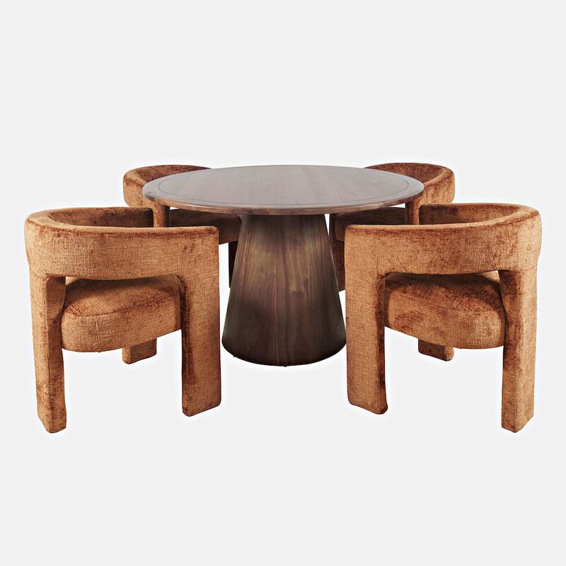 Jofran Gwen Luxury Mid-Century Modern Five Piece Dining Set with Upholstered Chairs