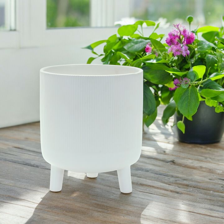 Ribbed Stone Footed Planter for Elegant Indoor and Outdoor Décor