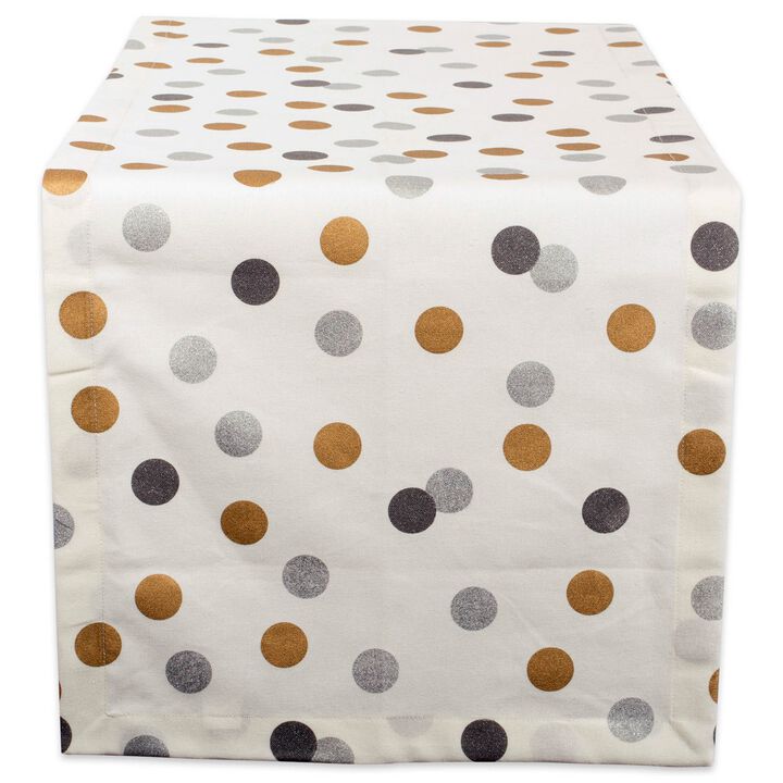 108" Silver Colored and White Metallic Printed Table Runner