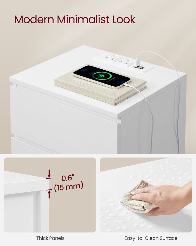 Nightstand with Charging Station for Convenient Bedside Charging and Storage
