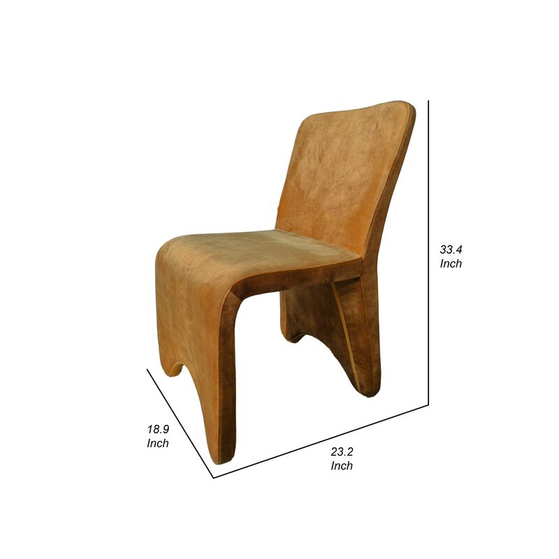 Cid Lou 19 Inch Side Dining Chair Set of 2, Brown Polyester, Panel Frame - Benzara