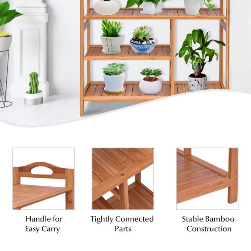 Hivvago 4 Tiers Multifunction Bamboo Storage Shoe Rack for Entryway Hallway