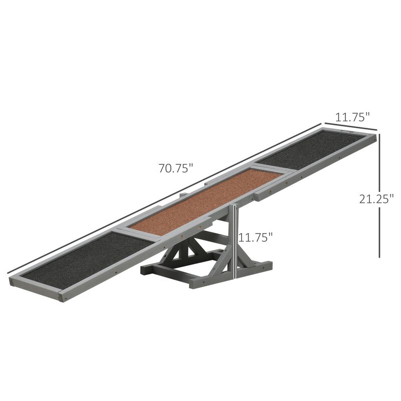 Gray Dog Training Tool: 71" Wooden Seesaw for Agility Exercise