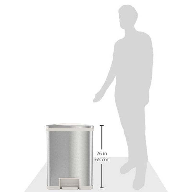 iTouchless 13 Gallon AutoStep Stainless Steel Pedal Sensor Trash Can (White Trim)