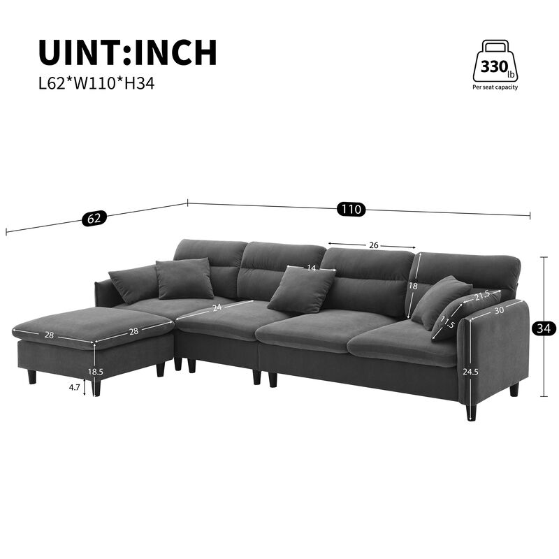 Merax Modern 5 Seats Convertible Sectional Chenille Sofa