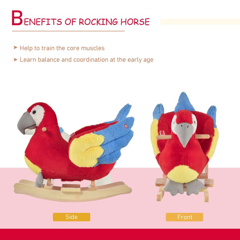Red Parrot Rocker: Musical Plush Toy for Toddlers 18-36 Months